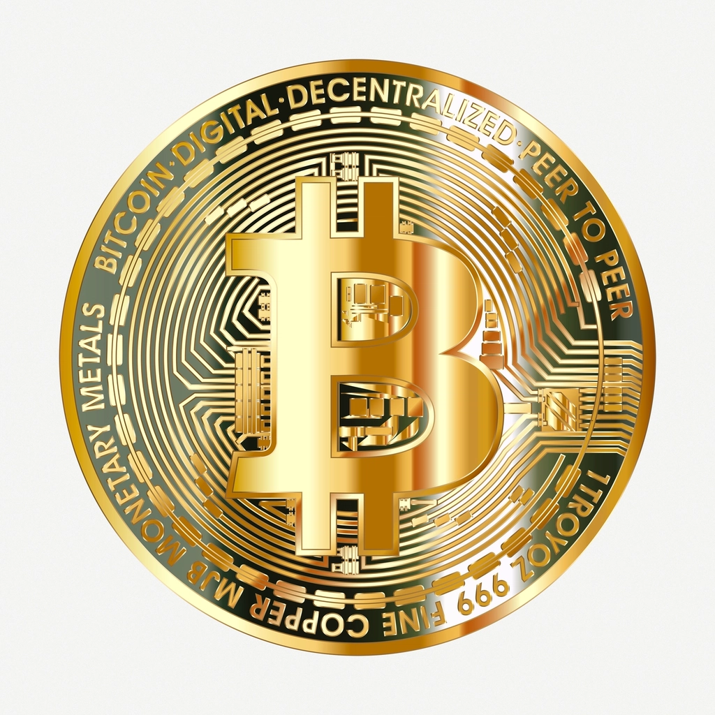 Bitcoin cryptocurrency collage element psd